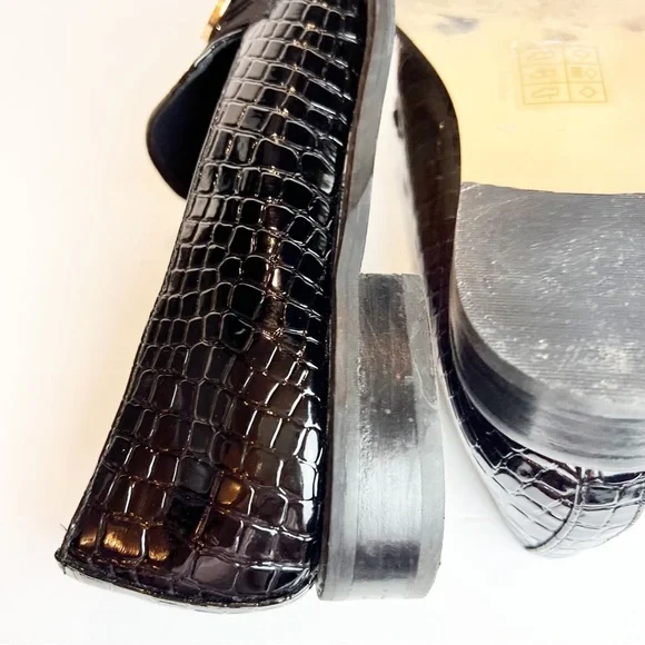 ASOS Vegan Mock Croc Gold Hardware Slip On Oxford Loafers Women’s UK 5 / US 7.5 - Picture 12 of 16